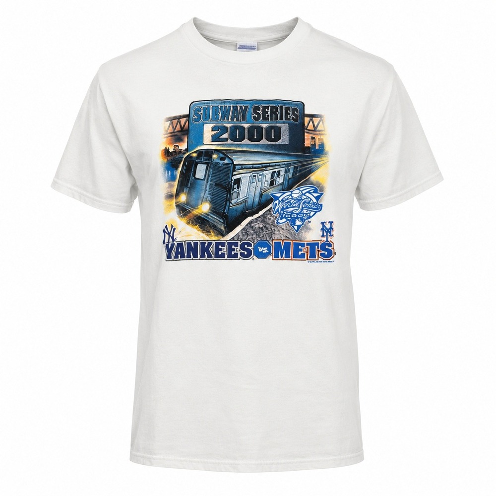Vintage 2000 Subway Series Yankees‎ vs Mets World Series Hanes Beefy-T Shirt XL